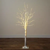 Nearly Natural 5ft Pre-Lit Artificial White Birch With 240 Warm White Led Lights 5 Foot Pre-Lit Birch Christmas Tree