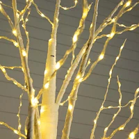 Nearly Natural 7ft Pre-Lit Artificial White Birch With 400 Warm White Led Lights 7 Foot Pre-Lit Birch Christmas Tree