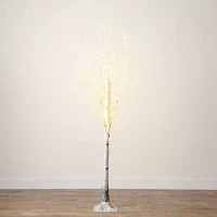 Nearly Natural 7ft Pre-Lit Artificial White Birch With 400 Warm White Led Lights 7 Foot Pre-Lit Birch Christmas Tree