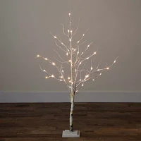 Nearly Natural Pre-Lit Artificial White Birch  With 51 White Led Lights 4 Foot Christmas Tree