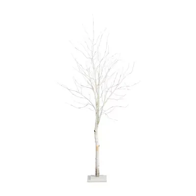 Nearly Natural Pre-Lit Artificial White Birch  With 90 White Led Lights 6 Foot Christmas Tree