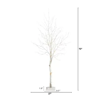 Nearly Natural Pre-Lit Artificial White Birch  With 90 White Led Lights 6 Foot Christmas Tree