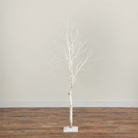 Nearly Natural Pre-Lit Artificial White Birch  With 90 White Led Lights 6 Foot Christmas Tree