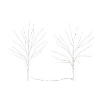 Nearly Natural 24in Pre-Lit Artificial White Birch Branches With 80 Warm White Led Lights 2 Foot Christmas Tree