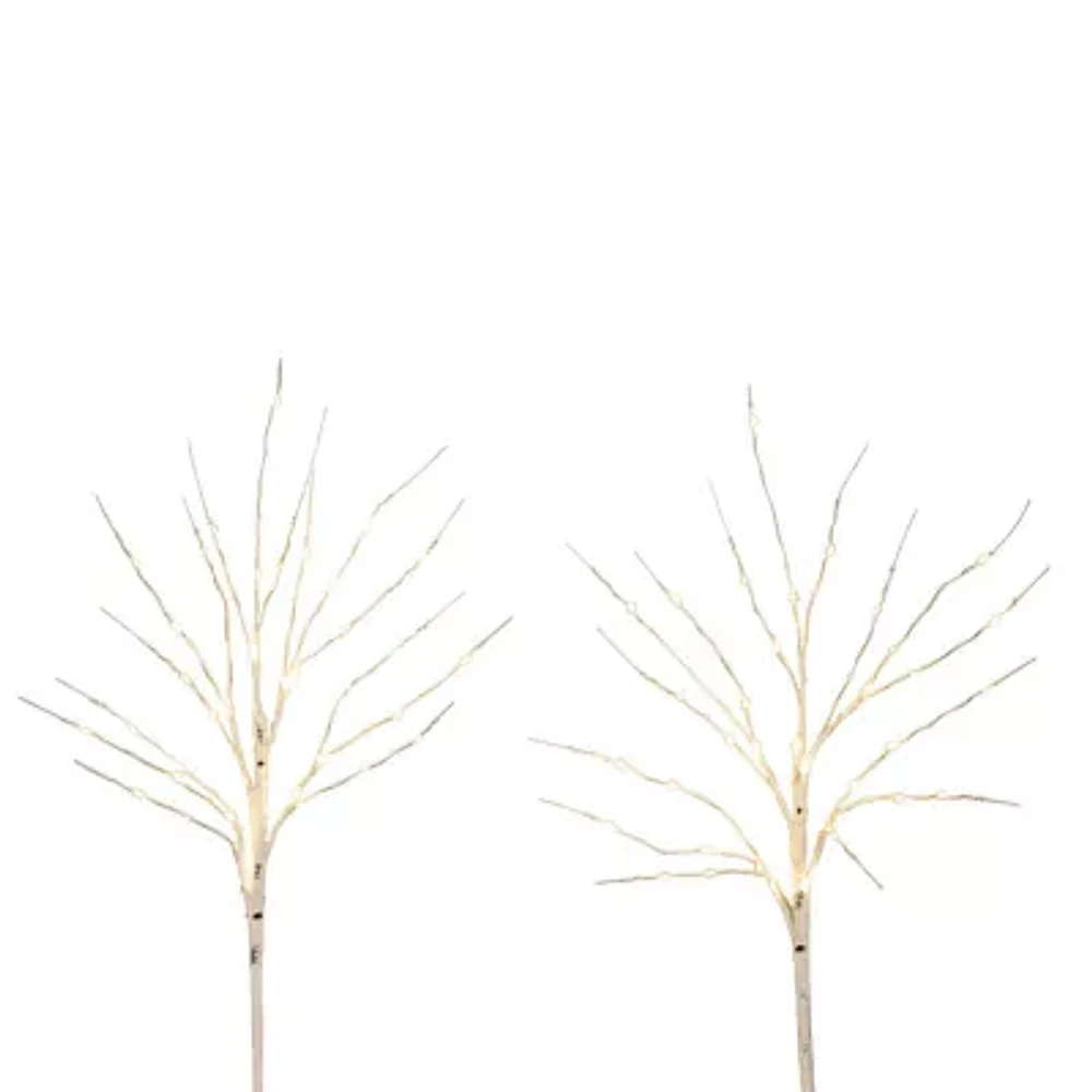 Nearly Natural 24in Pre-Lit Artificial White Birch Branches With 80 Warm White Led Lights 2 Foot Christmas Tree