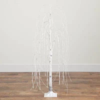 Nearly Natural Pre-Lit Artificial White Weeping Willow With Warm White Led Lights Foot Christmas Tree