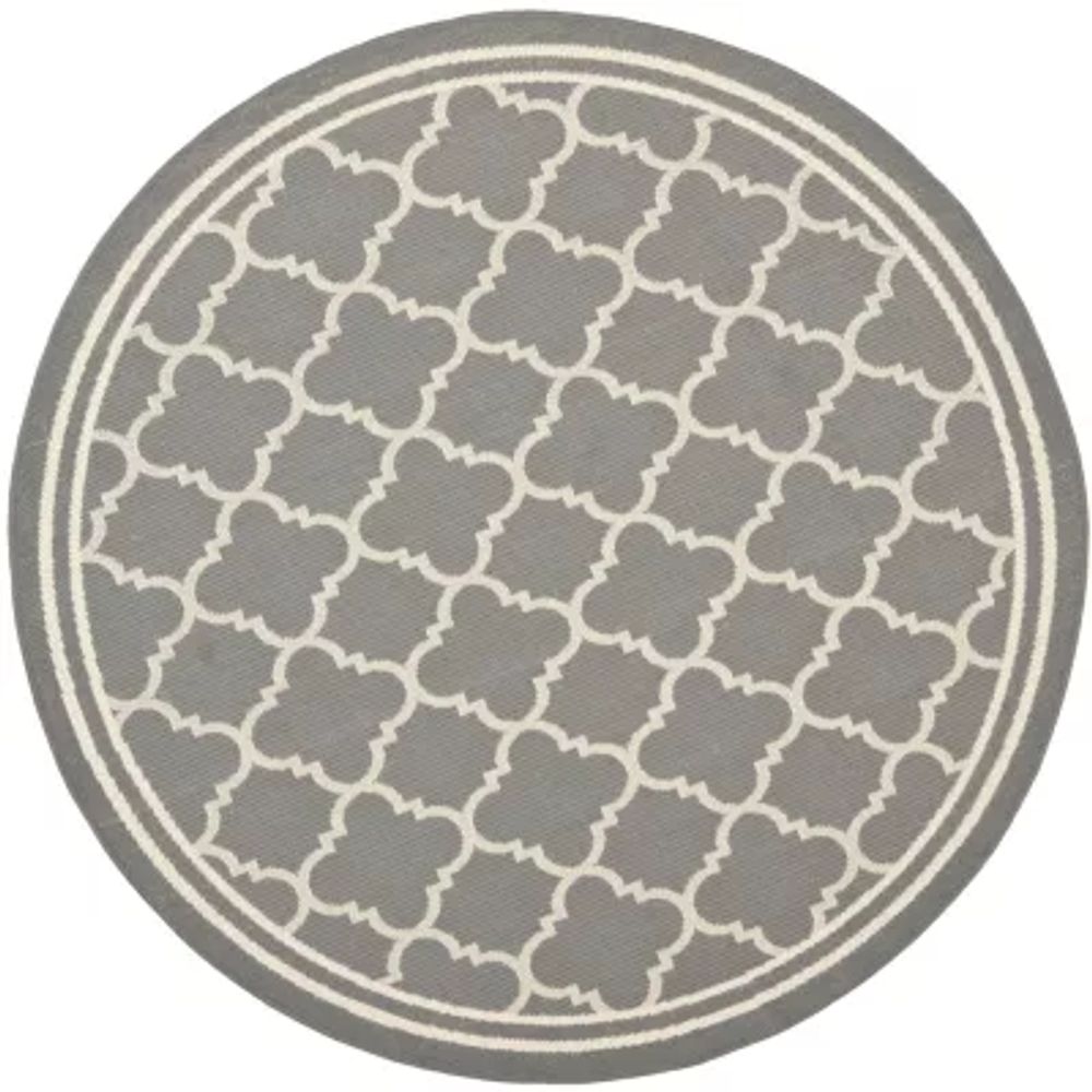 Safavieh Courtyard Collection Crispian Geometric Indoor/Outdoor Round Area Rug