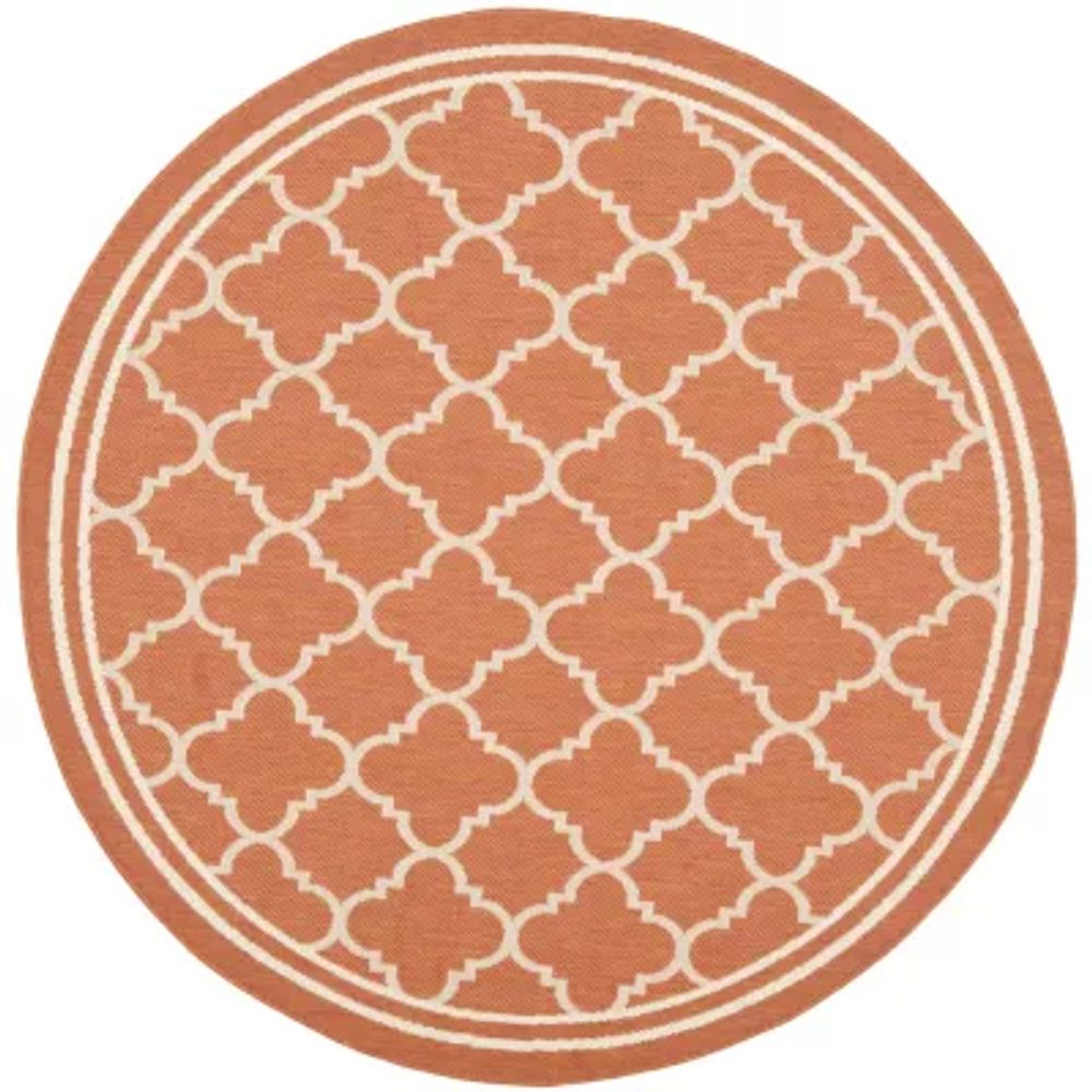 Safavieh Courtyard Collection Crispian Geometric Indoor/Outdoor Round Area Rug