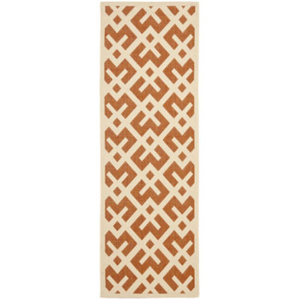 Safavieh Courtyard Collection Darrin Geometric Indoor/Outdoor Runner Rug
