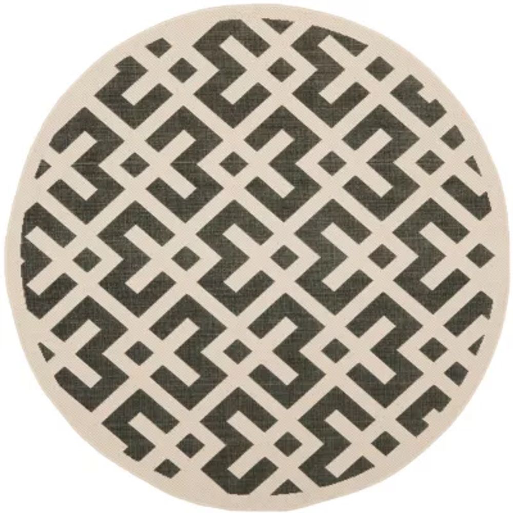 Safavieh Courtyard Collection Darrin Geometric Indoor/Outdoor Round Area Rug