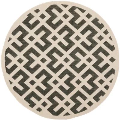 Safavieh Courtyard Collection Darrin Geometric Indoor/Outdoor Round Area Rug