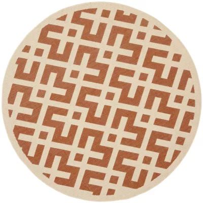 Safavieh Courtyard Collection Darrin Geometric Indoor/Outdoor Round Area Rug