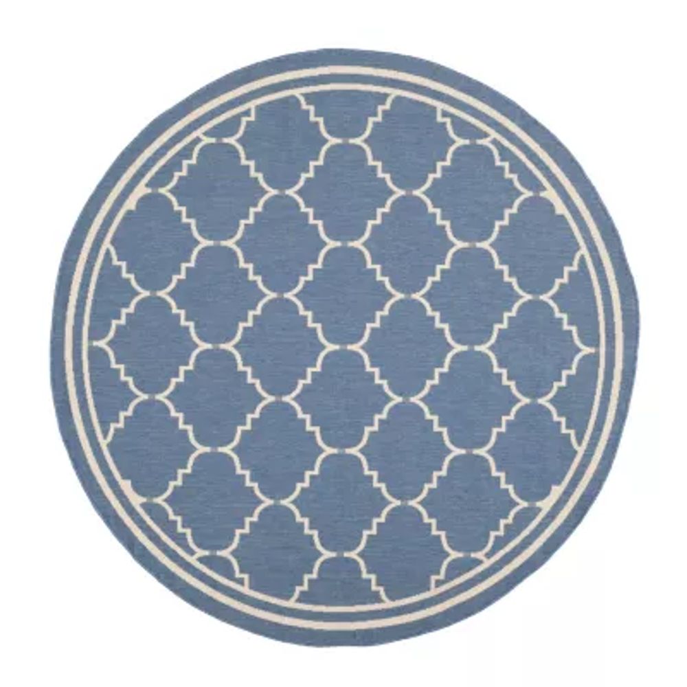 Safavieh Courtyard Collection Skin Geometric Indoor/Outdoor Round Area Rug