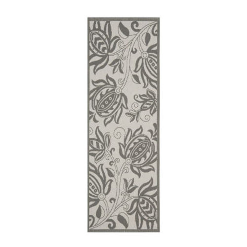 Safavieh Courtyard Collection Tarek Floral Indoor/Outdoor Runner Rug