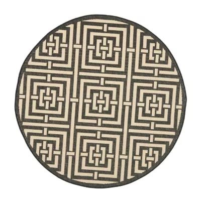 Safavieh Courtyard Collection Varvara Geometric Indoor/Outdoor Round Area Rug