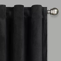 Eclipse Bradley Absolute Zero Velvet 100% Blackout Back Tab Single Curtain Panel