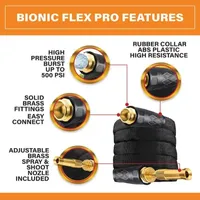 Bionic Flex Pro Ultra Durable and Lightweight Foot Garden Water Hose with Adjustable Brass Spraying and Shooting Nozzle