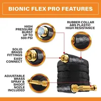 Bionic Flex Pro Ultra Durable and Lightweight 25 Foot Garden Water Hose with Adjustable Brass Spraying and Shooting Nozzle