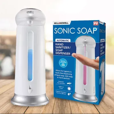 Bell + Howell Automatic Sonic Dispenser for Soap or Hand Sanitizer with Easy View Refill Window