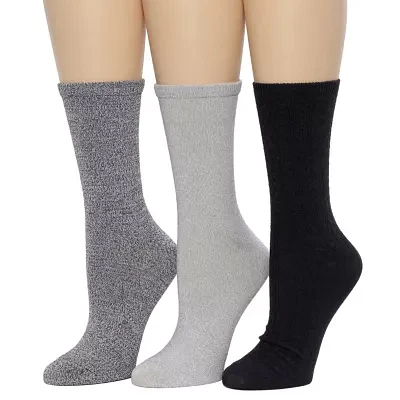 Cuddl Duds Midweight 3 Pair Crew Socks Womens