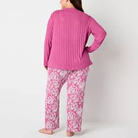 Jaclyn Womens Plus 2-pc. Crew Neck Long Sleeve Capri Pajama Set