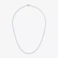 Womens Lab Created White Opal Sterling Silver Tennis Necklaces