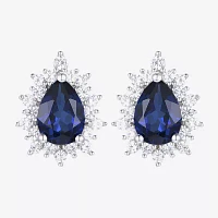 Yes, Please! Lab Created Blue Sapphire Sterling Silver 9mm Pear Stud Earrings