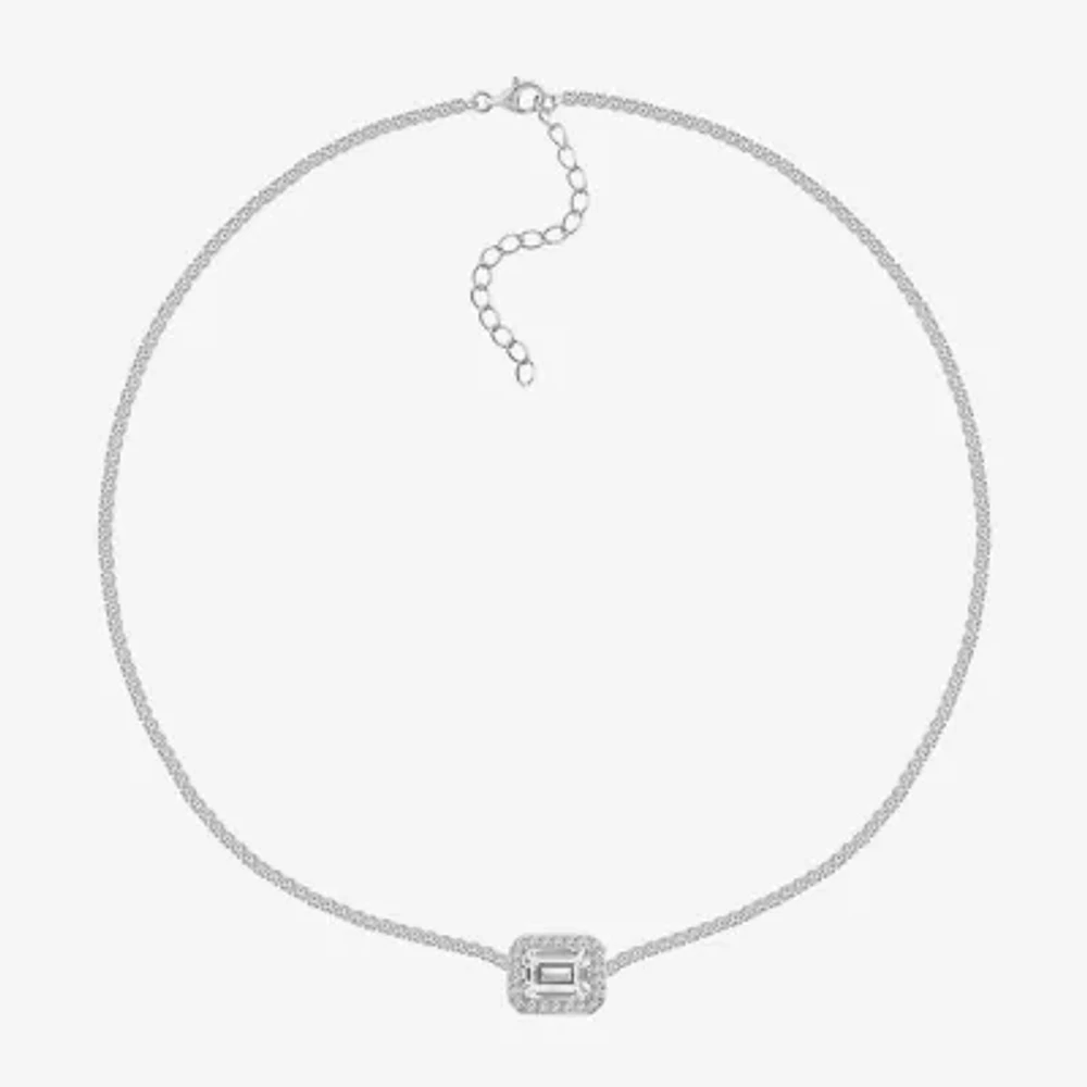 Diamonart Womens White Cubic Zirconia Sterling Silver Tennis Necklaces