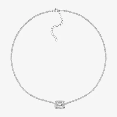 Diamonart Womens White Cubic Zirconia Sterling Silver Tennis Necklaces