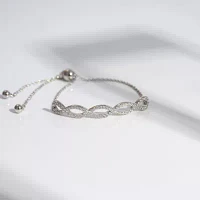 Diamonart White Cubic Zirconia Sterling Silver Infinity Bolo Bracelet