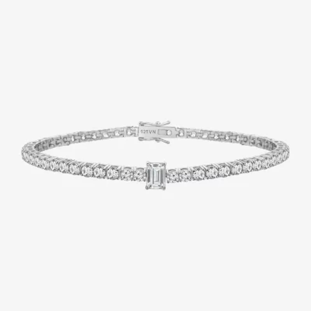 Diamonart White Cubic Zirconia Sterling Silver Infinity 7.25 Inch Tennis Bracelet