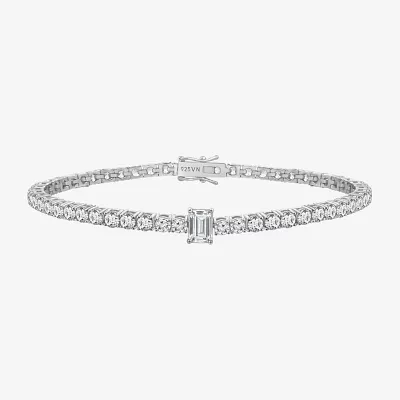 Diamonart White Cubic Zirconia Sterling Silver Infinity 7.25 Inch Tennis Bracelet