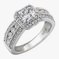 Diamonart Womens White Cubic Zirconia Sterling Silver Side Stone Engagement Ring
