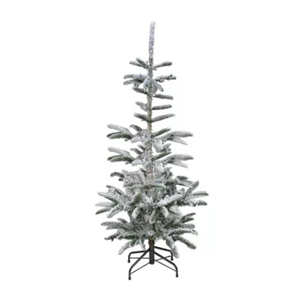 Northlight Slim Flocked Nordmann Fir 7 1/2 Foot Fir Christmas Tree