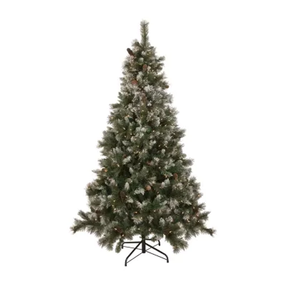 Northlight Snow Valley 7 1/2 Foot Pre-Lit Pine Christmas Tree