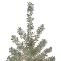 Northlight Metallic Platinum Tinsel 7 Foot Pre-Lit Christmas Tree