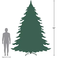 Northlight Pre-Lit Slim Pine Heavily Flocked 12 Foot Pre-Lit Pine Christmas Tree