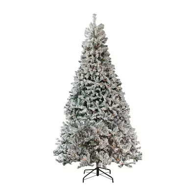 Northlight Pre-Lit Slim Pine Heavily Flocked 12 Foot Pre-Lit Pine Christmas Tree