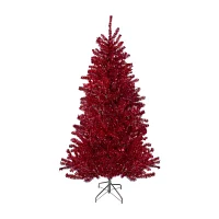 Northlight Metallic Red Tinsel Unlit 6 Foot Christmas Tree