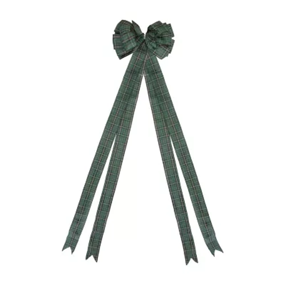 Northlight 50in Plaid 16 Loop Bow Indoor Ribbon