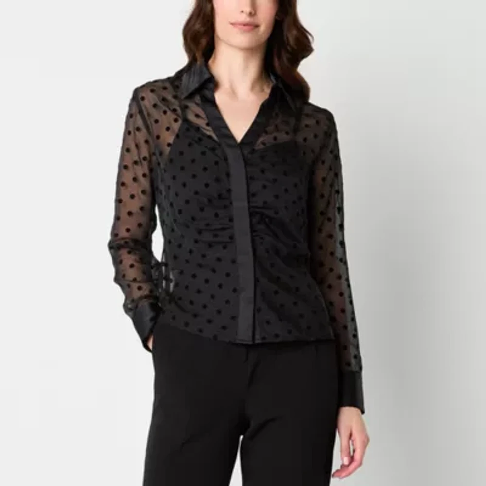 Worthington Womens Long Sleeve Regular Fit Button-Down Shirt