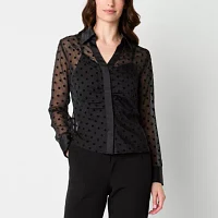 Worthington Womens Long Sleeve Regular Fit Button-Down Shirt