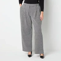 Liz Claiborne-Plus Ponte Tailored Classic Fit Wide Leg Trouser