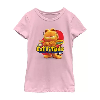 Little & Big Girls Crew Neck Short Sleeve Garfield T-Shirt