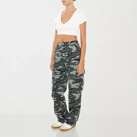 Forever 21 Womens Mid Rise Wide Leg Cargo Pant-Juniors