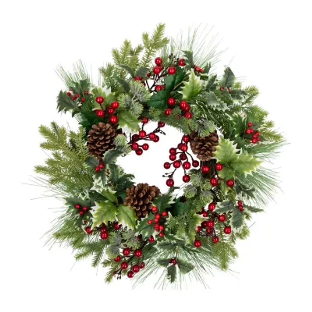 Northlight Frosted Thistle And Pine Indoor Christmas Wreath