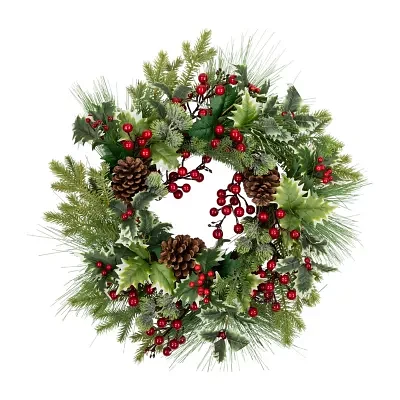 Northlight Frosted Thistle And Pine Indoor Wreath