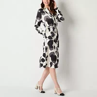 Worthington Tall Womens Long Sleeve Shirt Dress