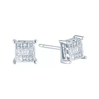 ¼ CT.T.W. Natural Princess Natural Diamond Stud Earrings