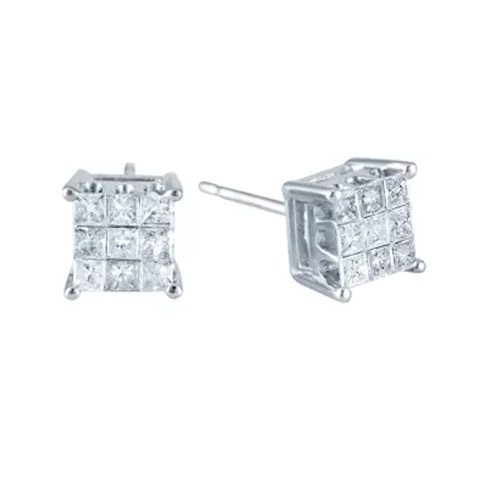 ½ CT.T.W. Natural Princess Natural Diamond Stud Earrings